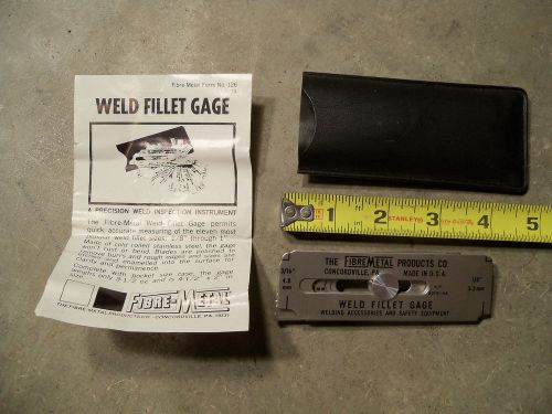 Vintage Fibre Metal Weld Fillet Gage MRO Welder Inspection Gauge Hand Tool Set