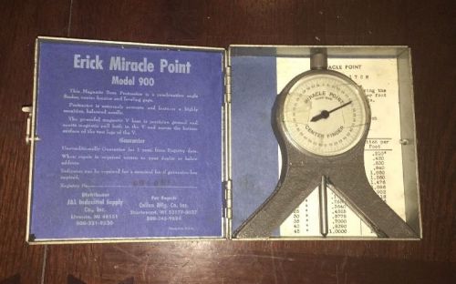ERICK MIRACLE POINT MODEL 900 CENTER FINDER MAGNETIC BASE PROTRACTOR W/METAL BOX