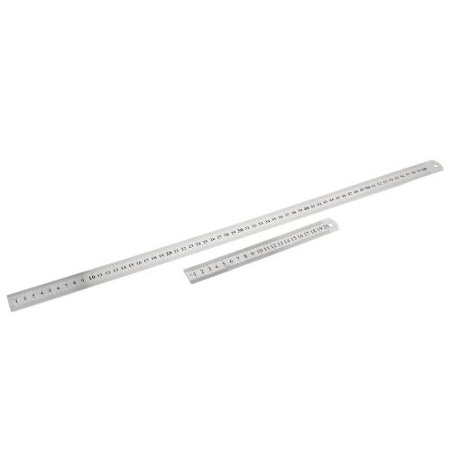 School Stationery Silver Tone 60cm 20cm Measuring Straight Ruler 2 in 1