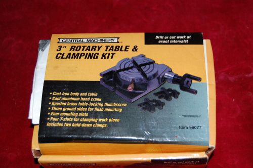 Central machinery 98077 3&#034; rotary table &amp; clamping kit 360° rotation **mint** for sale
