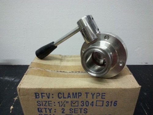 NEW - Sanitary Butterfly Valve 1-1/2&#034; Stainless Steel 304 - Food or Cosmetics