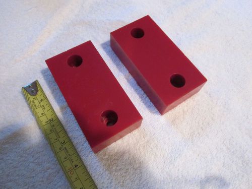 Pair of Red Hard Urethane Blocks 4&#034; X 2&#034; X 1&#034; With 2 Holes Great Sanding Blocks