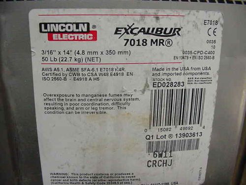 Lincoln excaubur 7018 -mr 3/16&#034; welding rods 50 lb aws e7018 for sale