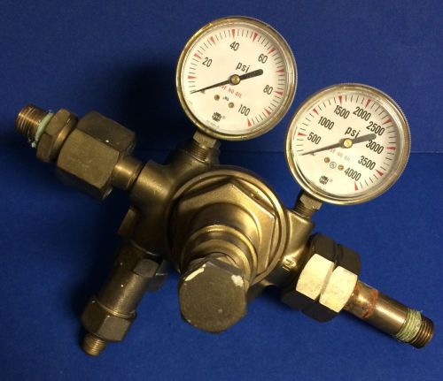 Rexarc Brass Hydrogen Regulator # 3070BL with USG gauges ~  3000 PSIG Max