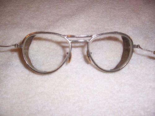 Vtg. Antique Safety Googles Motorcycle Welding Aviator Glasses Screen Side Biker