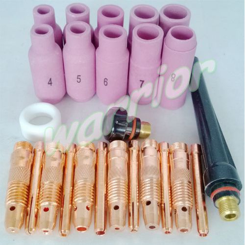 25pcs tig welding consumables kit for wp 17 18 26 with alumina nozzles back cap for sale
