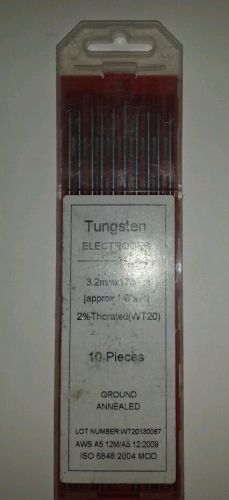Tig Welding Tungsten Electrode 2% Thoriated WT20 Red 1/8&#034; x 7&#034; , 10PK