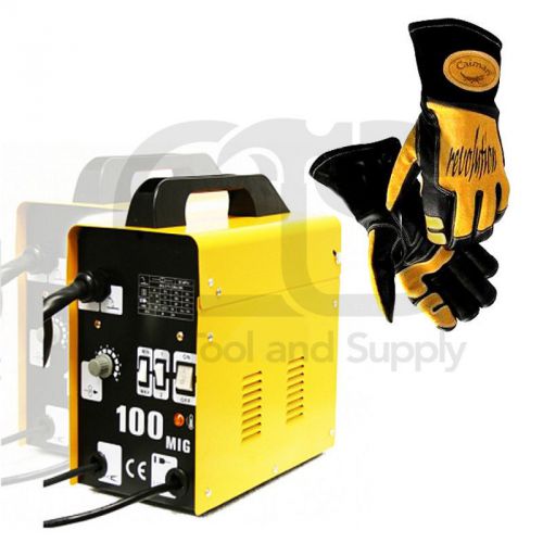100 Amp MIG WELDER 115 Volt 60HZ &amp; 1 Pair Padded, Insulated Welding Gloves
