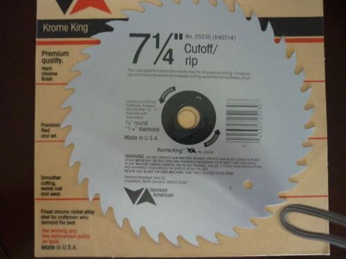 1 NEW 71/4&#034;CIRCULAR SAW BLADE FOR CUTTING WOOD 25230 KROME KING VERMONT AMERICAN