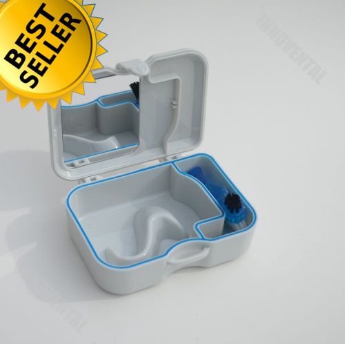 Denture retainer box with mirror and brush for sale