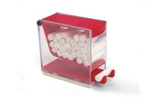 Dental Cotton Roll Dispenser Holder Organizer Deluxe With Pull-out Tray Red