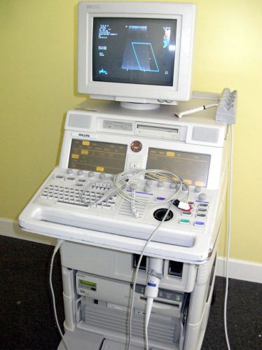 Philips m2424a sonos 5500 ultrasound with 15-6l probe and ekg leads for sale