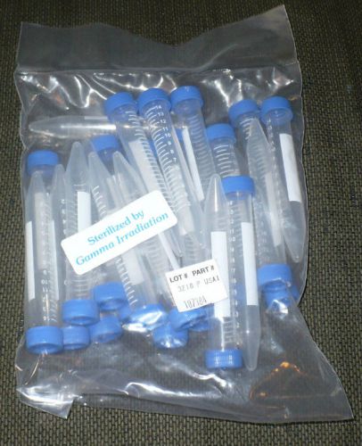 15 ml tapered bottom plastic centrifuge tubes w blue twist cap 24 packs sterile for sale