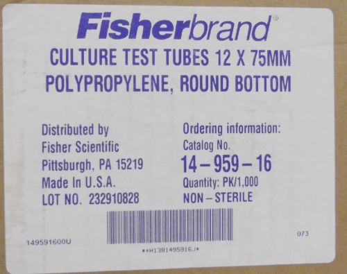 Fisher Scientific Culture Test Tubes 12x75mm  Catalog 14-959-16