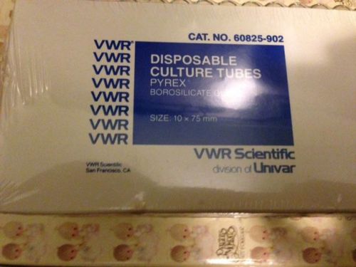 BOX OF 250 VWR DISPOSABLE CULTURE TUBES# 60825-902 NEW