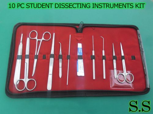 10 PC STUDENT DISSECTING DISSECTION MEDICAL LAB INSTRUMENTS KIT SET+5 BLADES #23