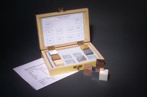 Density Cube Set of 10 1&#034; Cubes in Wooden Storage Box with Instruction Manual