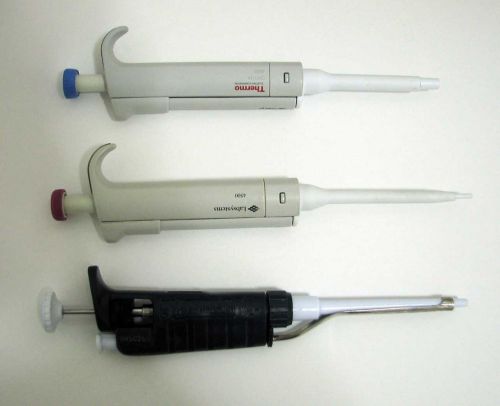 Lot 3 Pipetman Pipet Adjustable 200 1000uL Single Channel Pipette Calibrated Tip