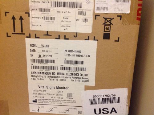 New in Sealed Box Mindray Vital Signs monitor Model VS 800
