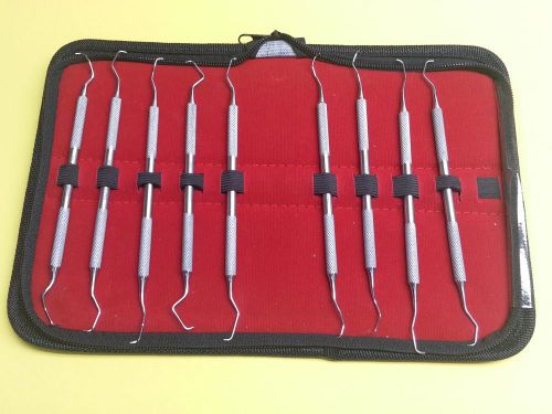 Set of 9 pcs periodontal gracey curettes kit dental surgical instruments for sale