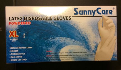 Sunny care latex disposable gloves (powered) size xl-100 gloves for sale