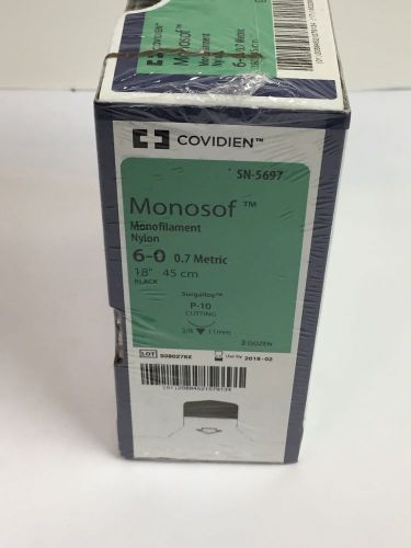 Covidien SN-5697 Monosof Monofilament Nylon Surgalloy P-10 Cutting 6-0 Black 3dz