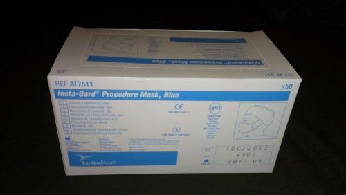 Quantity of 50 Cardinal Health Insta-Gard Procedure Masks Blue NEW! AT7511