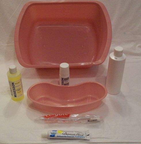 Patient utility kit plastic wash basin emesis basin tooth brush paste mouthwash for sale