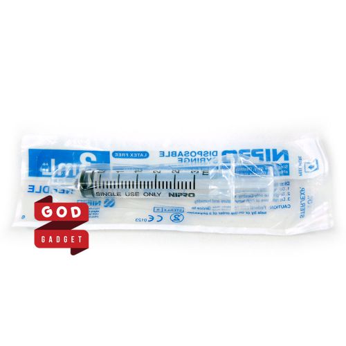 1 x 3ml Nipro Syringe Luer slip Tip Hypodermic Sterile Latex Free without Needle