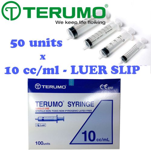 50 x 10ml terumo syringe luer slip hypodermic needle sterile latex free japan for sale