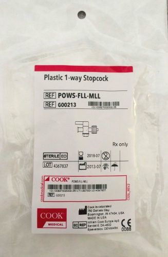 COOK MEDICAL G00213 PLASTIC 1-WAY STOPCOCK ****IN DATE 2017-11!!****