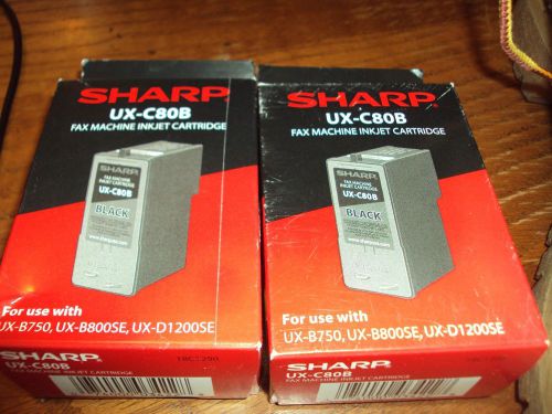 TWO New Sharp UX-C80B Black Fax Ink Cart NEW OEM Sealed Box UX-B750 B800SE D1200
