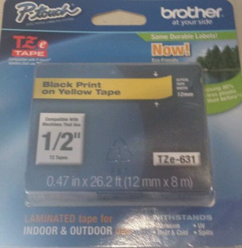 brother tape black on yellow tze-631 1/2 inch