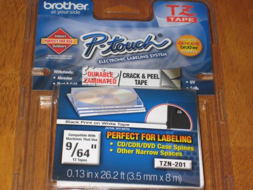 Brother Cartridge, TZ Super Narrow Non Laminated Tape, Black on White, 1/8&#034; W