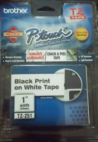TZ-251 P-Touch Label Tape, 1&#034; Black on White