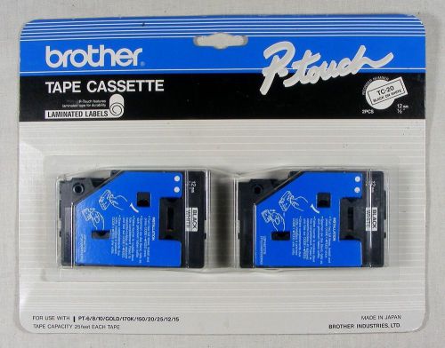 Brother P-Touch Black on White TC-20 Tape Cassette Twin Pack