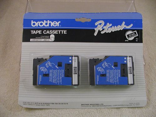 GENUINE BROTHER P-TOUCH TC-34Z 2 PACK 3/8&#034; WHITE ON BLACK CARTRIDGES
