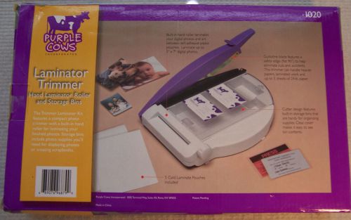 NEW Cold Laminator-Trimmer Kit Hand-Operate Purple Cows Portable Craft Scrapbook