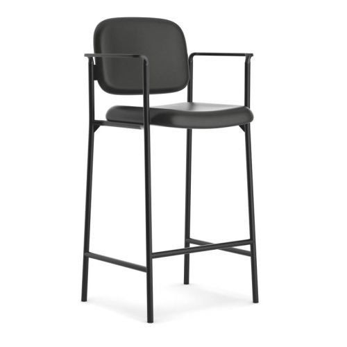 basyx by HON HVL636 Soft Thread Leather Cafe-Height Stool with Fixed Arms for Of