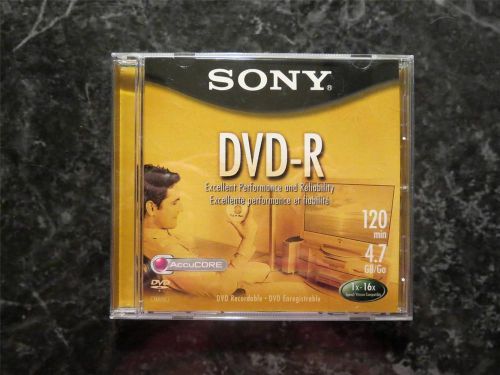 NEW Sony DVD-R 120 min 4.7 GB 1x - 16x DVD Recordable Media w/ AccuCore