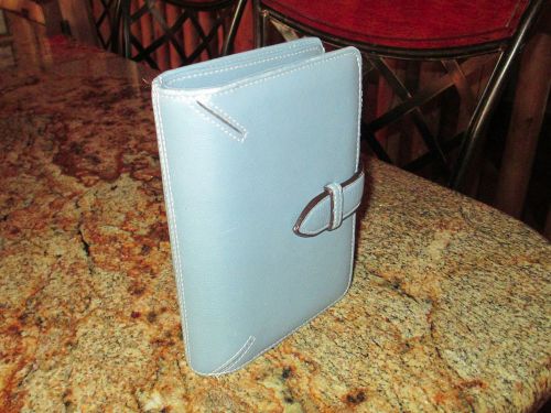 Full Grain Leather Pocket Day Planner - Blue w/cc slots and zippered pocket