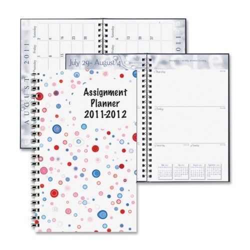 Wirebound Student Weekly Assignment Book, 13 Mos, 5&#034;x8&#034;, Dots/Multi, 2013