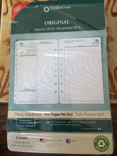 Franklin Covey Original Classic Daily Planner ONE PAGE PER DAY Jan - Dec 2015