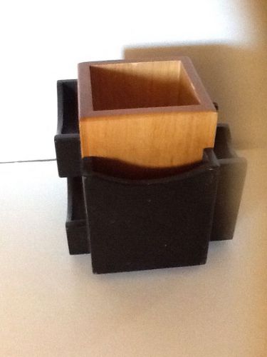 Wooden Heavy Duty Pencil Business Cards Holder Spins Office Organizer