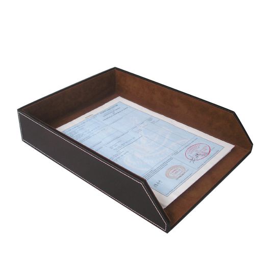 New Leather Office File Document Trays Case Rack Desk Files Documents Organizer