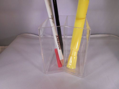 office supplies wholesale bulk 26 Desk Pencil Cup, Clear 2 compartments plastic