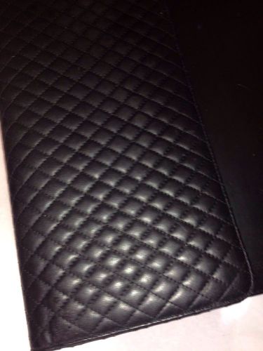 Levenger black leather quilted pocket desk pad euc for sale