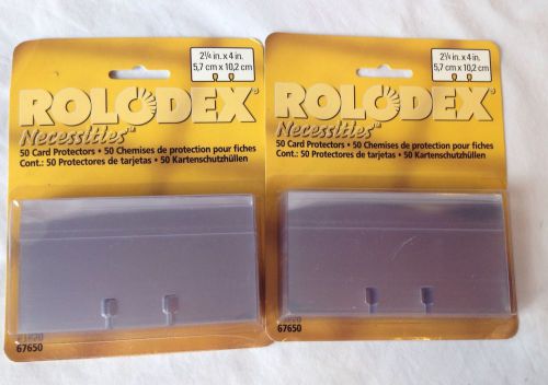 100 Rolodex Necessities Card Protectors Transparent Clear  2 1/4&#034; x 4&#034;