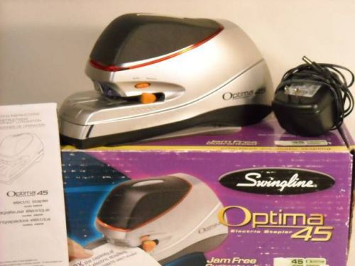 SWINGLINE OPTIMA 45 ELECTRIC STAPLER W/ BOX &amp; INSTRUCTIONS, 45 SHEETS, TESTED