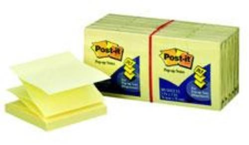 Post-it Pop Up Notes 3&#039;&#039; x 3&#039;&#039; Yellow 100 sheets 12 Count